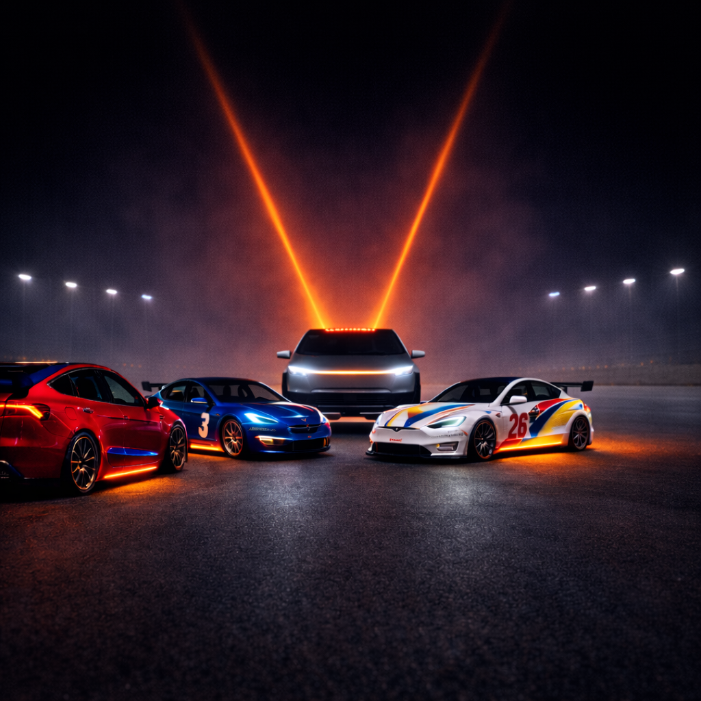 TESLADEGA DRAG RACING, DRIFTING + LIGHT SYNC ON THE SPEEDWAY